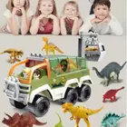 Plastic ABS Slide Truck Music And Light Function Kid Toy Truck With Dinosaur