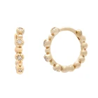 Gold Plated Earring Cz Gemnel Statement Women Jewelry Gold Plated Bead Hoop Earring With CZ