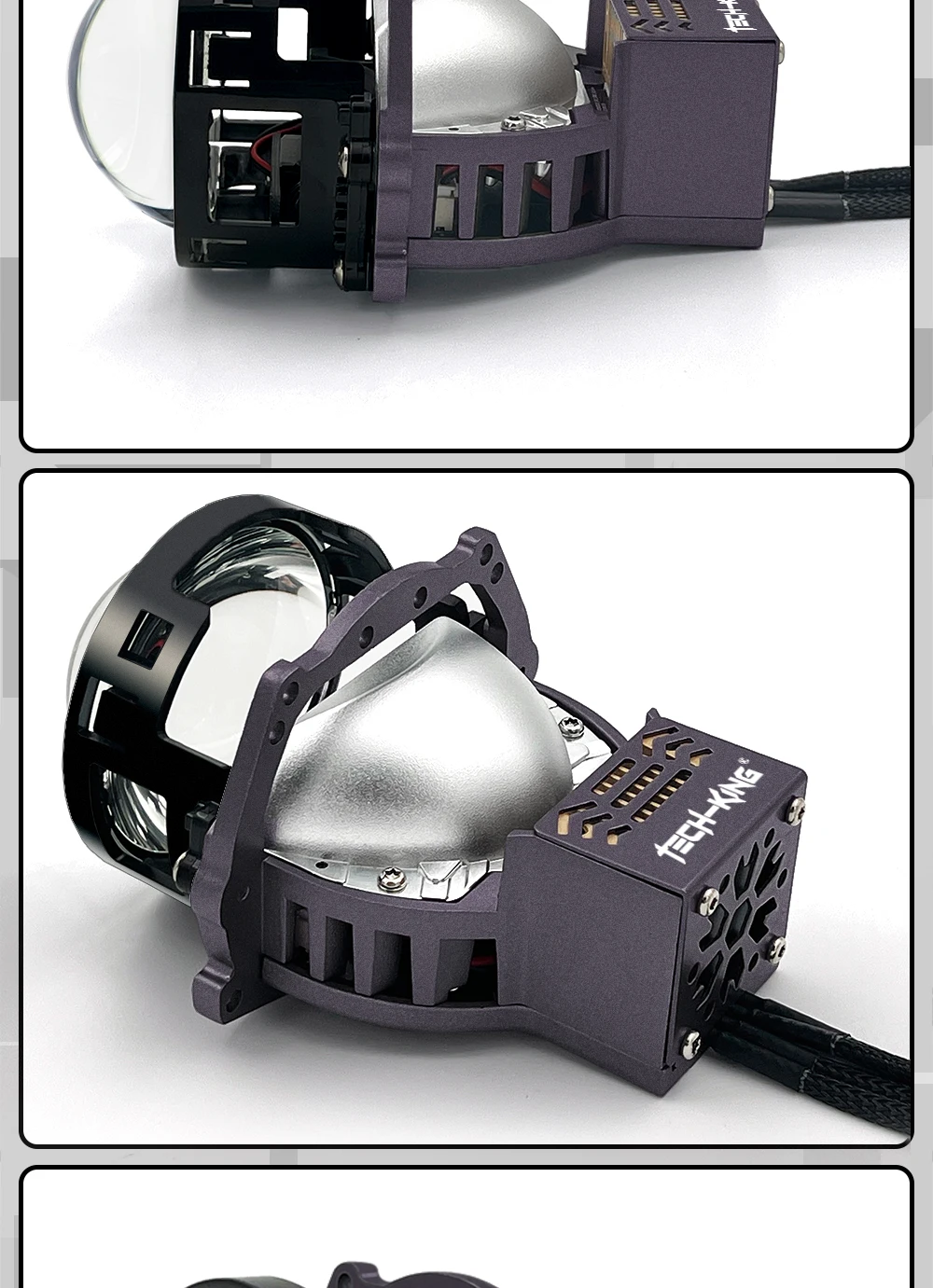 TECH-KING Car Headlight 75W 3.0 inch Bi-LED Projector Lens 6000K for Car Headlight Retrofit Dual LED Headlight Projector Lens