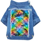 Brand Clothes Autumn Winter New Thin Sequins Fashion Trend Design Brand Boy Denim Dog Clothes Dog Cowboy Coat Jacket