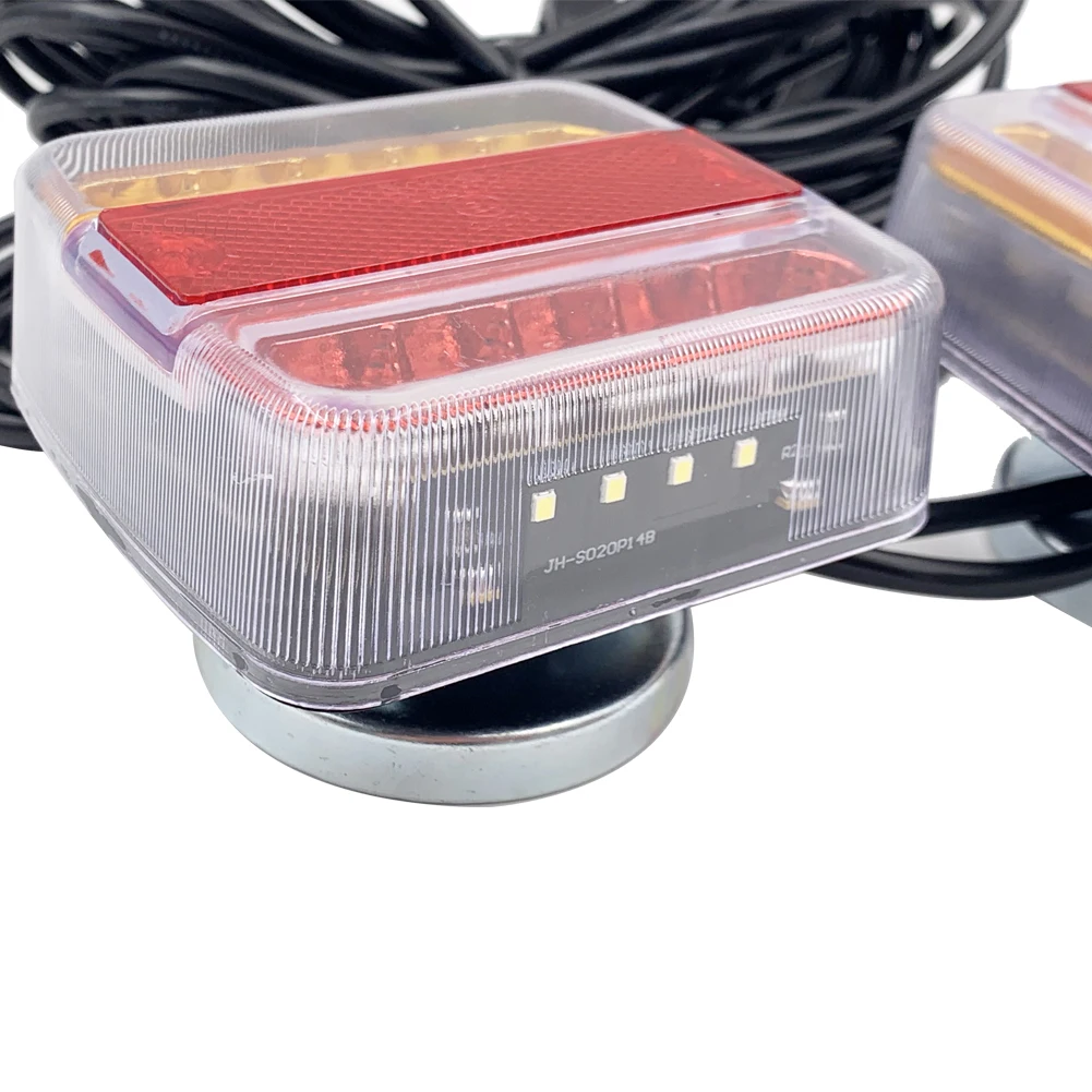 product 10led square red and yellow  cover  trailer tail light with 7 core plug wire set magnet-34