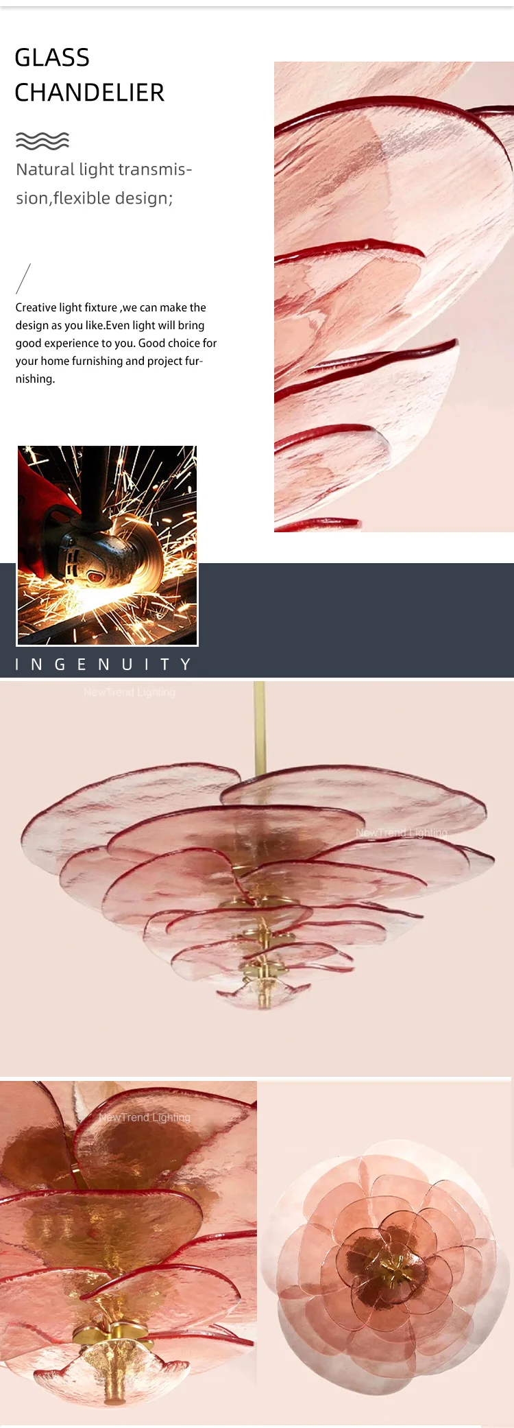 CPL-273 Modern Indoor Pendant Lamp Villa Apartment Living Room Glass LED Chandelier Light supplier