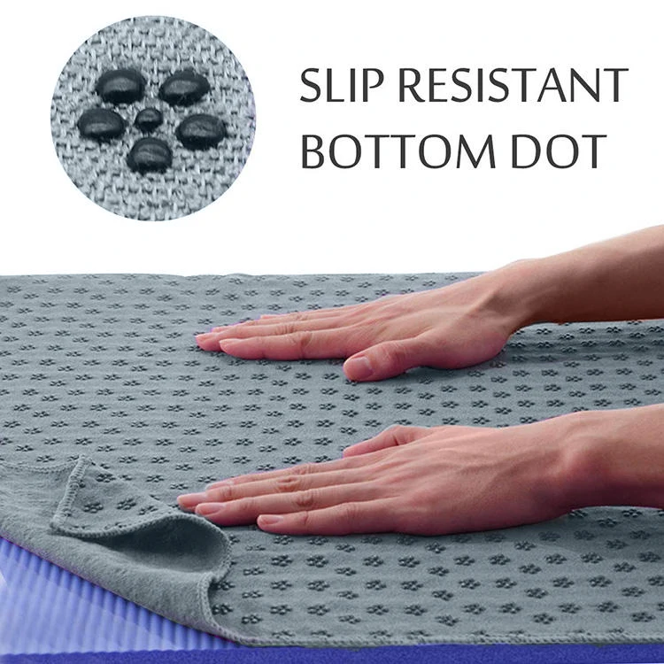 Custom Logo Towel With Corner Pocket Comfortable Printed Polyester Hot Yoga Non Slip Mat Towel