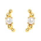 Pearl Beaded Earrings Pearlearrings Gemnel Dainty Pearl Stud 925 Silver Mini Curved Beaded Hip Hop Earrings