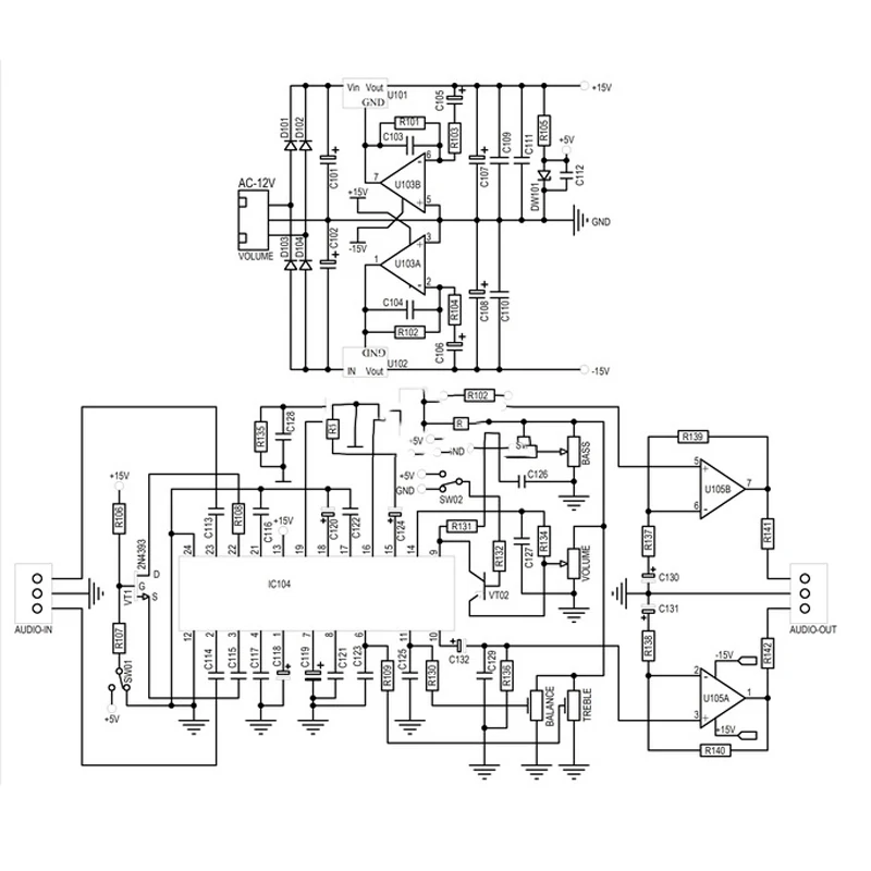 LM4610 Preamplifier Board 3D Surrounding Balance Audio Preamp NE5532 B ...