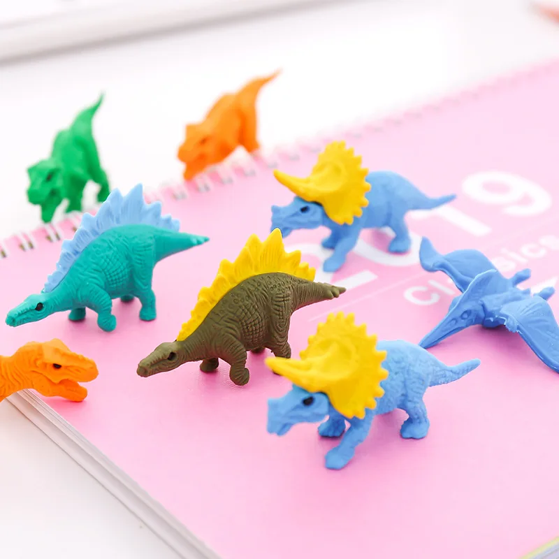 Hot Selling Cheap Plastic School Supplies Animal Dinosaur Eraser Mini Dinosaur Set Eraser 3d