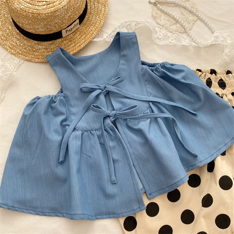 Kids Girl Summer 2023 Denim Blouses New Children Clothes Toddler Baby Shirts Fashion Child Denim Tops