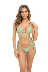 2023 New Bikini Three Pointed Split Swimsuit Sexy Printed Swimwear Backless Strappy Beach Vacation Bikini
