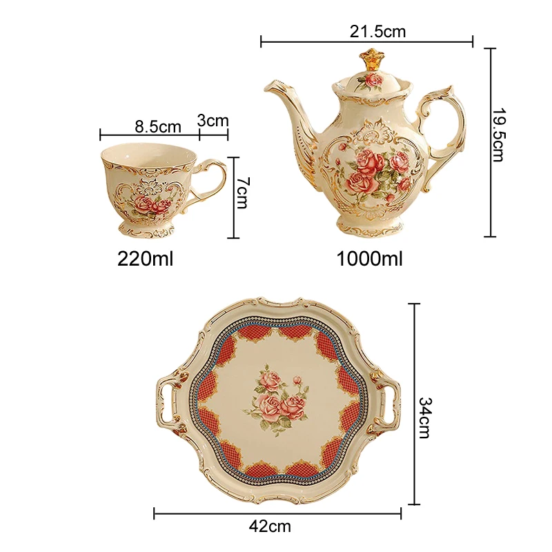 European Gold Rim Porcelain Tea Sets With Teapot Ceramic Tea Pot And