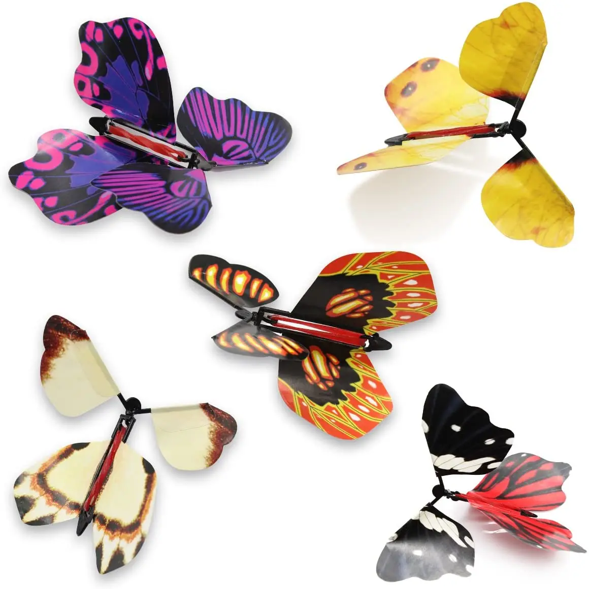 URMAGIC Magic Butterfly Flying,Wind Up Butterfly in Book Fairy Toy,Rubber Band Powered Wind Up Butterfly Toy Magic Tricks Toy for Wedding and Birthday Gifts 1pcs Random Color 