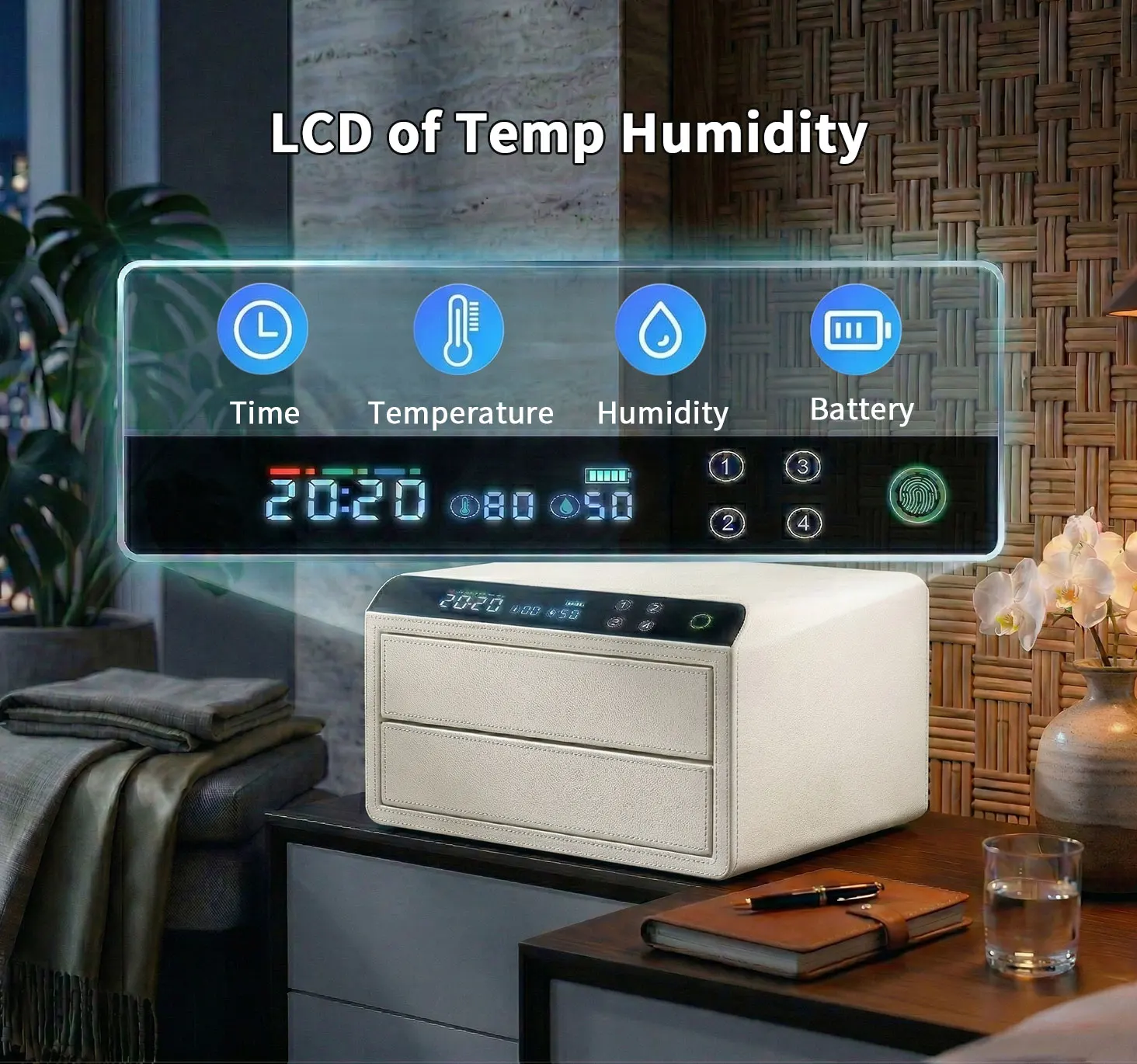dr 1272 ft ceqsafe smart luxury biometric steel jewelry safe box smart anti theft 2 drawers with fingerprint recognition for home-3