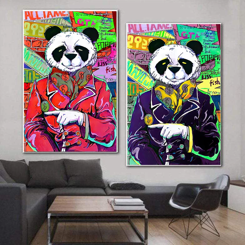 panda painting on canvas