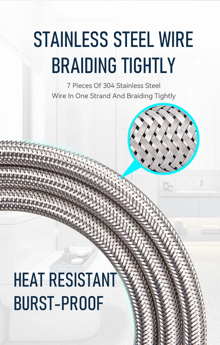 FANSKI Modern Design Style Stainless Steel Braided Flexible Kitchen Faucet Hose for Water Plumbing System manufacture