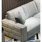 Solid Gray Luxuri Living Room Sofa Set Furniture Faux Leather PU Leather Solid Wood Frame Luxury Gray Group Sofa