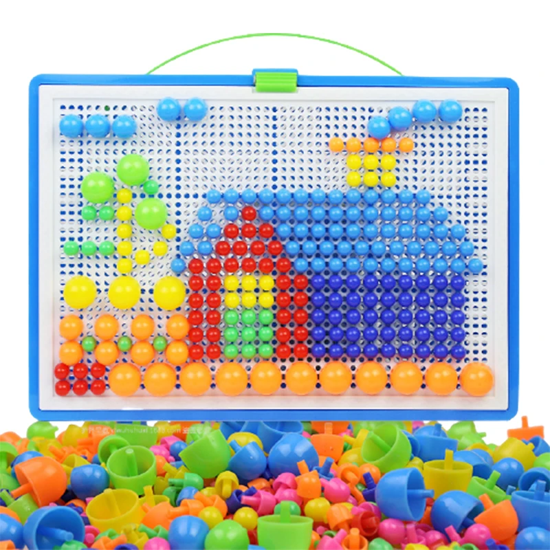 Children Montessori 3D Jigsaw Puzzle Handmade Toys Table Game Kids 296Pcs Mushroom Nail DIY Puzzle Educational Toys