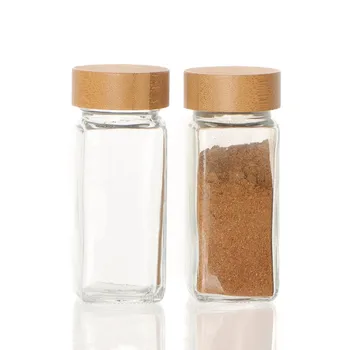 Wholesale Kitchen Seasoning Bottles 120ml Square Glass Spice Jar with Shaker Lids