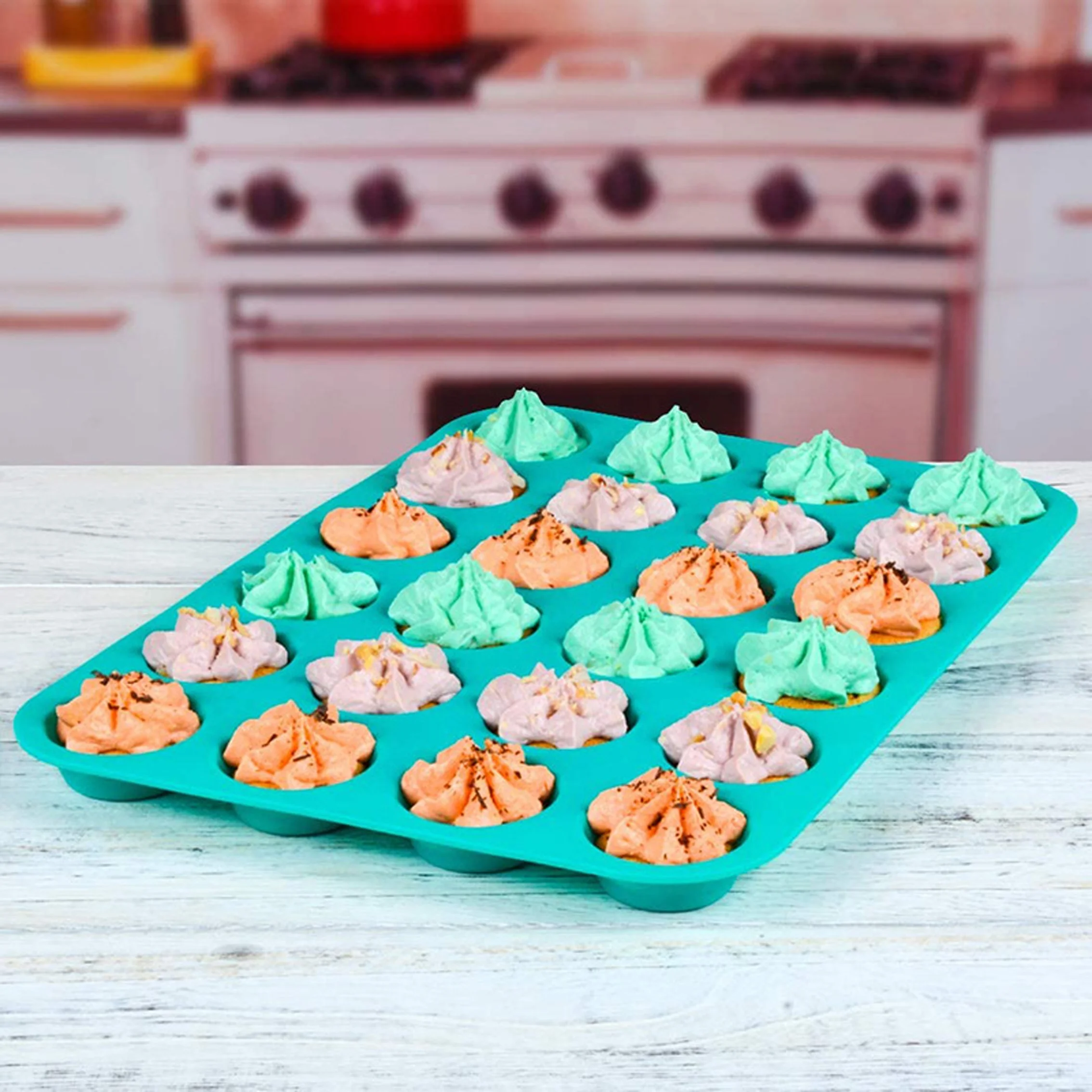 High Quality Thicken 24 Hole Round Silicone Mold Handmade Soap Mold Muffin Cup Cookie Mold Baking Tray For Cupcakes