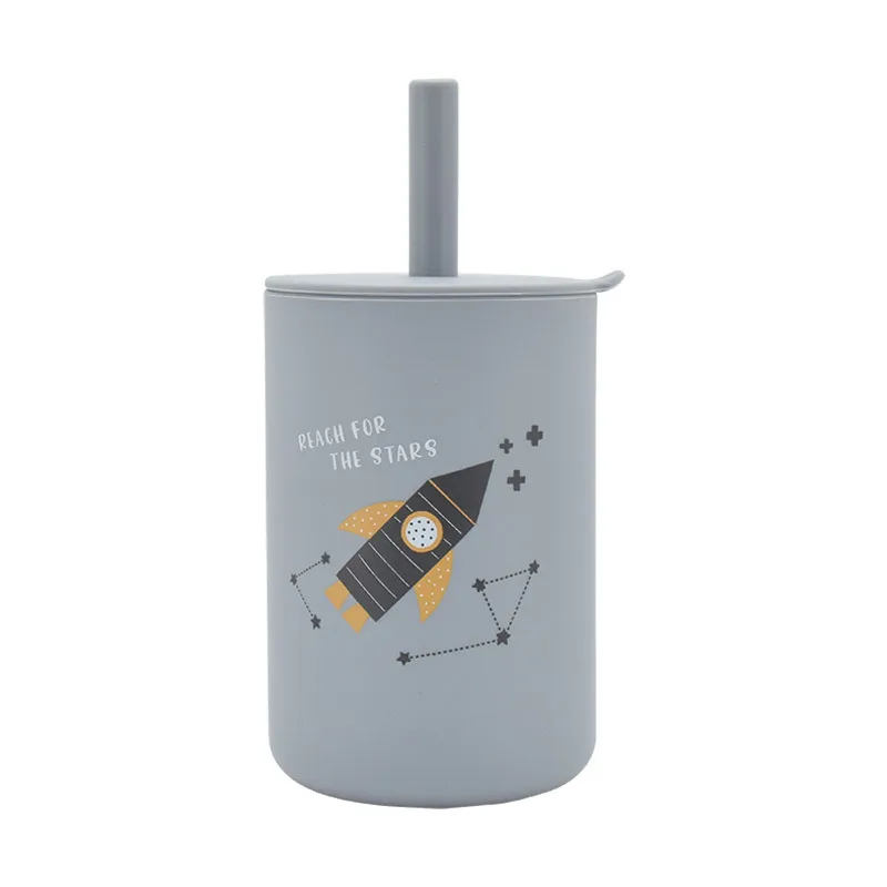 Silicone Anti-Fall Straight Straw Cup with Leak-Proof Design Training Drinkware for Baby's Outdoor Activities and Tours details