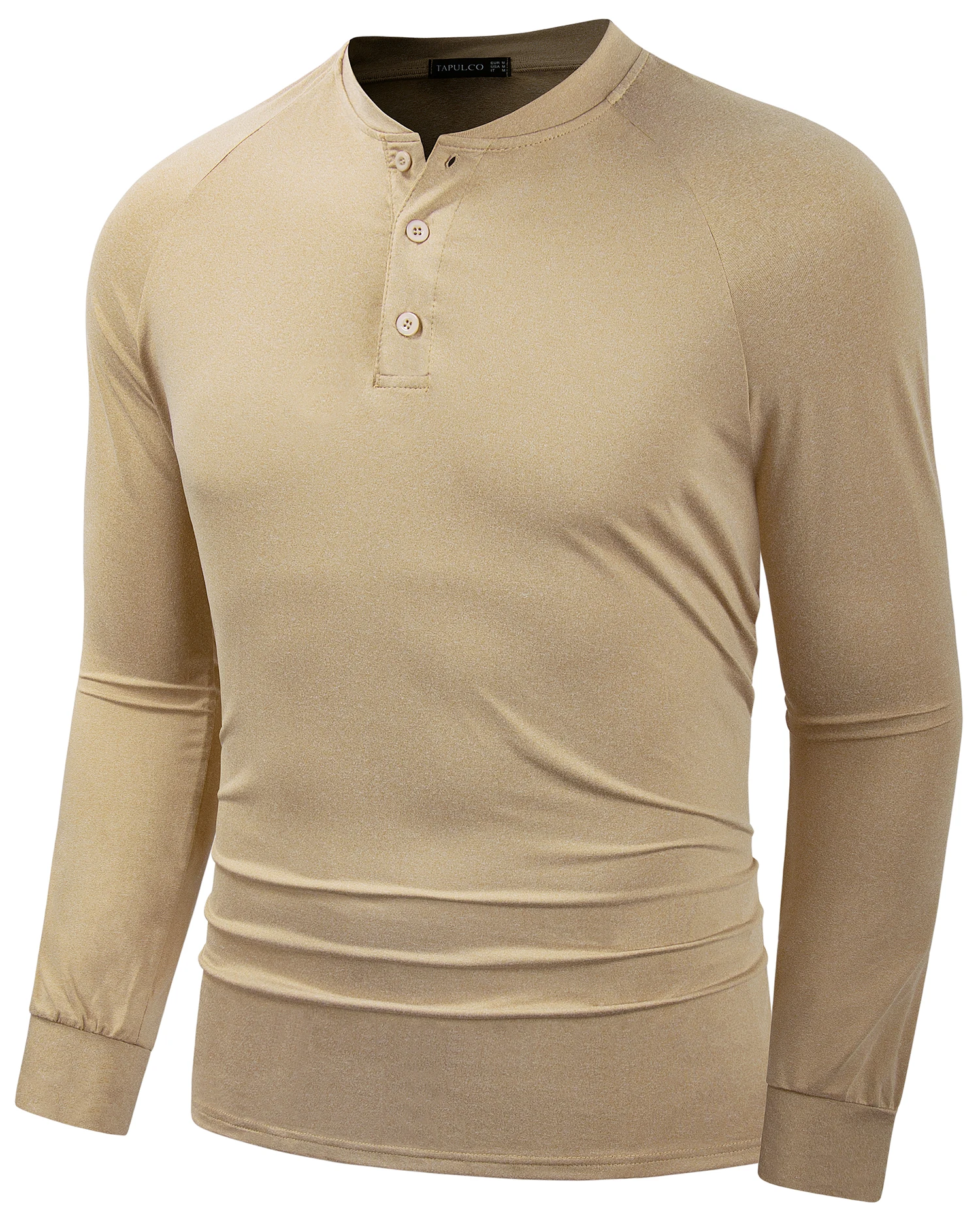 Mens Basic Henley Shirts Long Sleeve Stretchy Comfy Classic Casual Daily Collarless T-Shirts