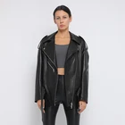Leather Jacket Women Oversize Shape Black Vagetable Lamb Leather Jacket Motorcycle For Women