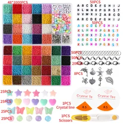 Hot Selling 28 Grid Box 2mm Glass Seed Beads Resin Spacer Beads DIY Handmade Beading Material Set
