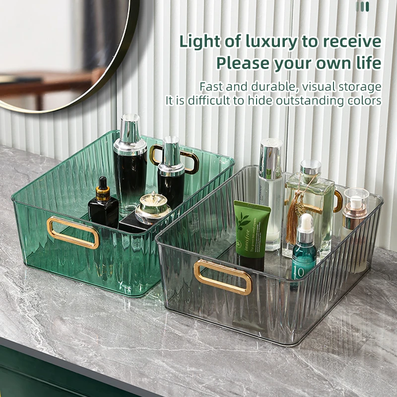 Multipurpose Household Luxury Small Desktop Snack Sundries Storage Box Jewelry Cosmetic Storage Case Transparent Finishing Box