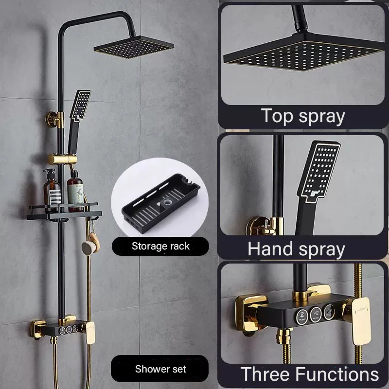 Aluminium shower mixer control system Gold square bathroom mixer valve with elegant finish