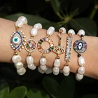 Charm Custom Size Zircon Eye Charm Freshwater Pearl Bracelet