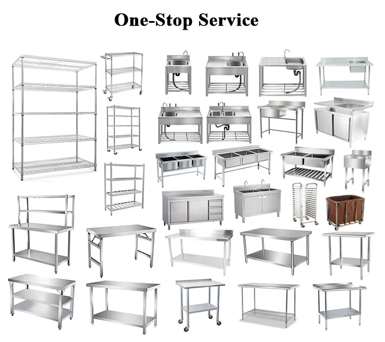 Commercial Restaurant Kitchen Drawers Workbench Stainless Steel Sink Shelf Work Table Cabinet with Undershelf