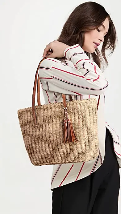 Large Straw Bags For Women | Straw Travel Beach Totes Bag Woven Summer Tote Handmade Shoulder Bag Handbag