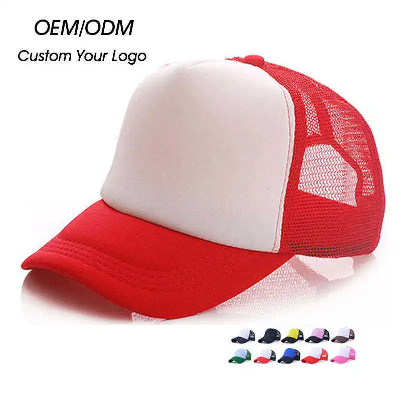 wholesale men 's 3D embroidered Logo Printed 5 panel Blank Mesh Foam solid color sport cap Custom Trucker Hat