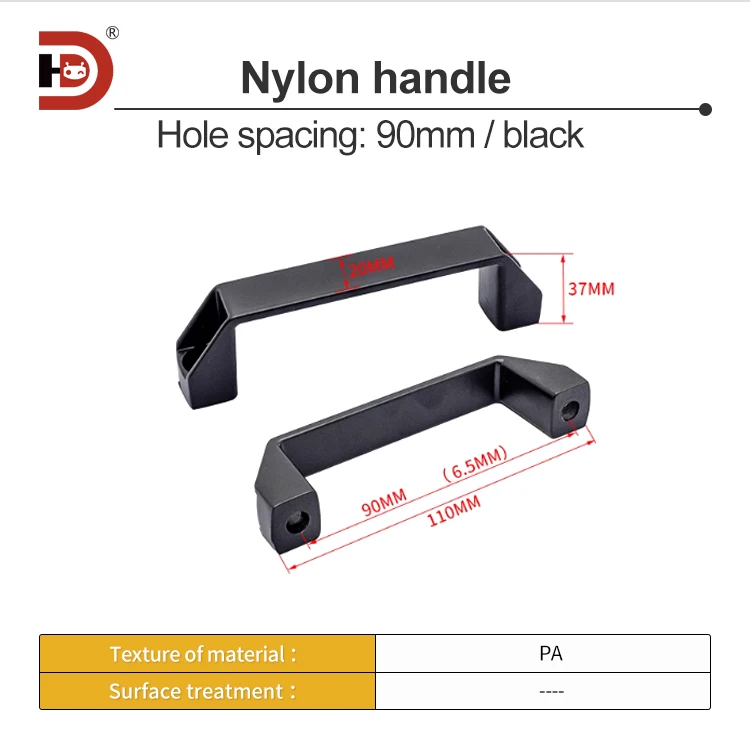 Aluminum Profile Accessories Cabinet Door Plastic square Handle/nylon Alloy Door Handle/drawer Buckle Hole Distance 90 120 180 manufacture