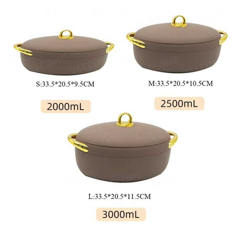 Custom Logo Luxury Stainless Steel food warmer Oval Food Warmer Set 2L 2.5L 3L food warmer sets of 3