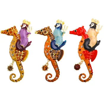 Fashion Brooches Jewelry Enamel Penguin Seahorse Women Brooch Animal Pendant For Decoration Supplies