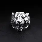 Ring Titanium Angry Tiger Head Ring Cool Design Titanium Steel Animal Men Ring