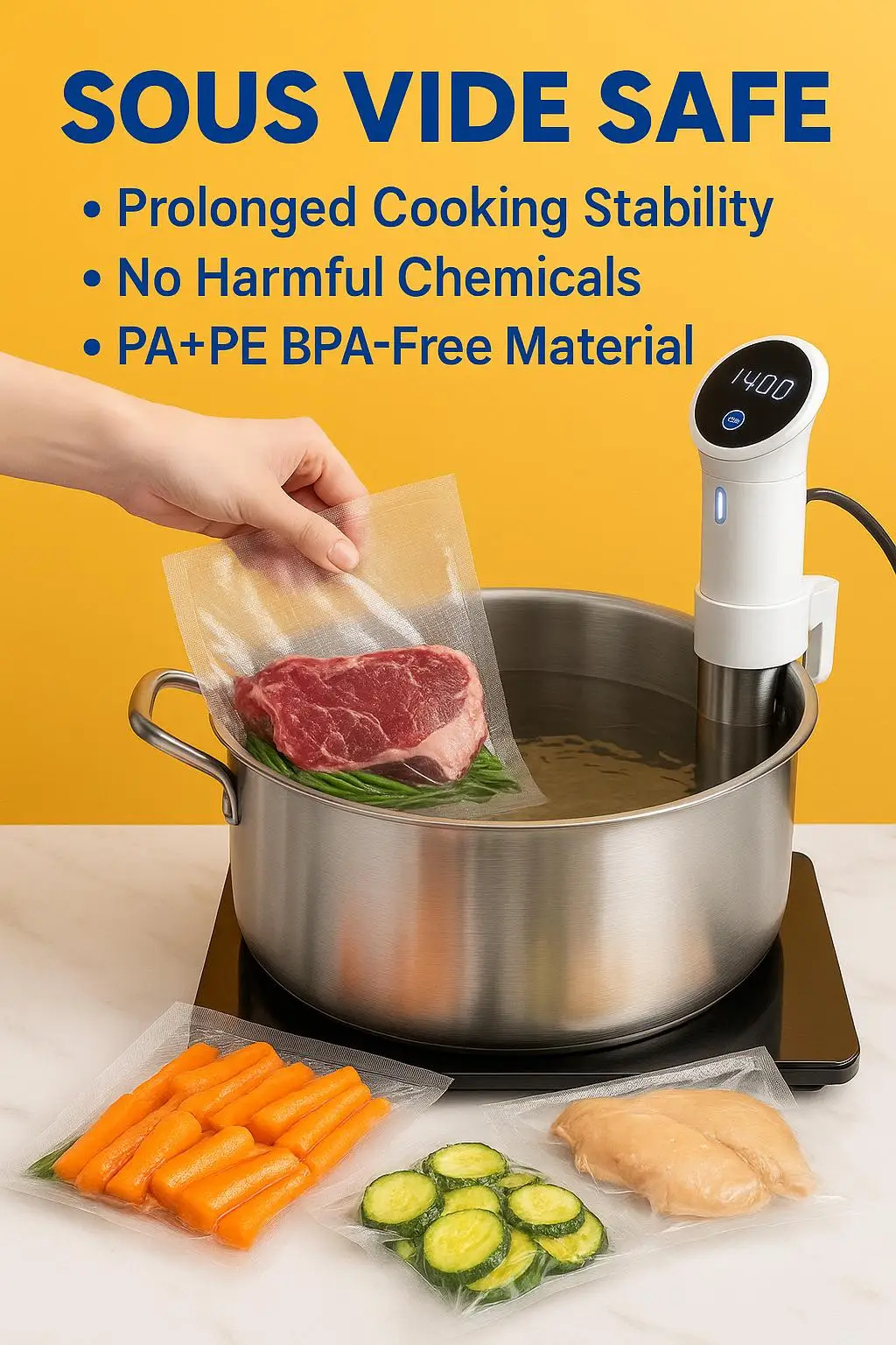 Custom Printed Microwaveable PE Vacuum Sealer Bags Heat Seal Handle Odor Proof for Sous Vide Food Storage Flour Fertilizer Feed - detail 5