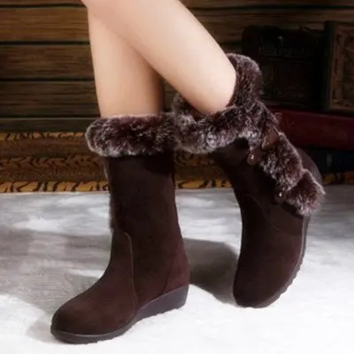 New Korean fashion large size women's boots low heel round toe flat bottom casual snow boots