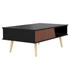Modern Coffee Table Wooden Console Table With Open Storage Shelf And Drawer For Living Room And Office