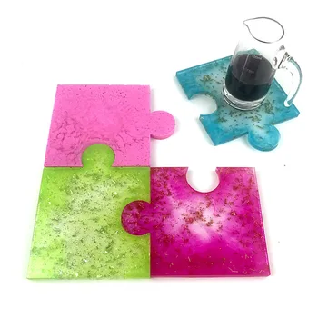 Resin Molds Making Puzzle Shaped Coasters DIY Puzzle Shaped Tray Silicone Resin Molds Epoxy Molds for Home Decoration Art Craft