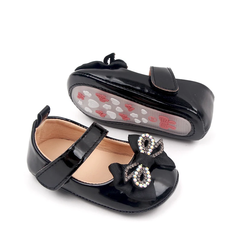 Baby Girls Diamond Bow Small Leather Shoes New Shallow Mouth Single Shoes Princess Shoes supplier