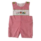 Clothing Boy High Quality Custom Design Boutique Clothing Baby Boy Farm Embroidery Seersucker Jonjons Summer