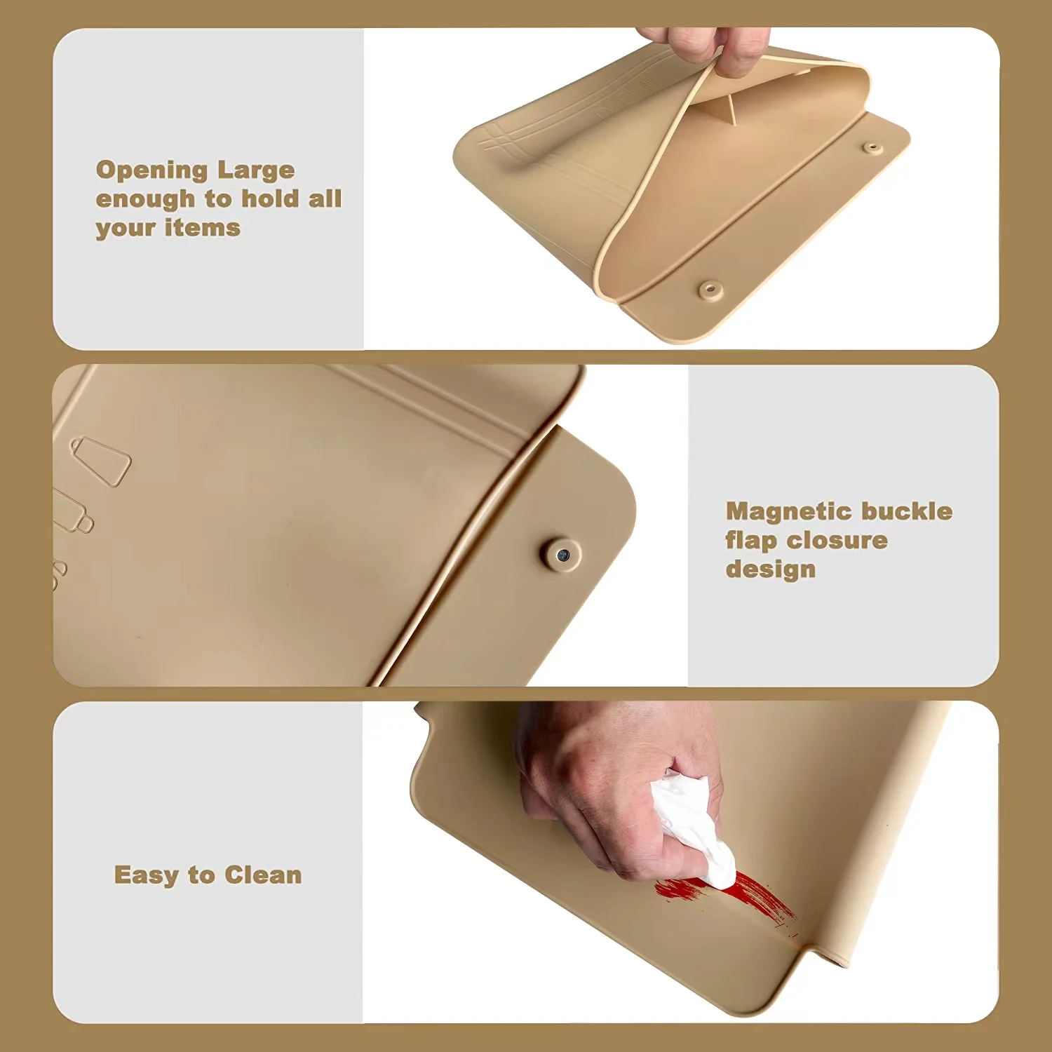 Cosmetic Silicone Makeup Bag Travel Toiletry Bag Easy Carry Makeup Beauty Tool Organizer Bag Large Capacity Waterproof Portable