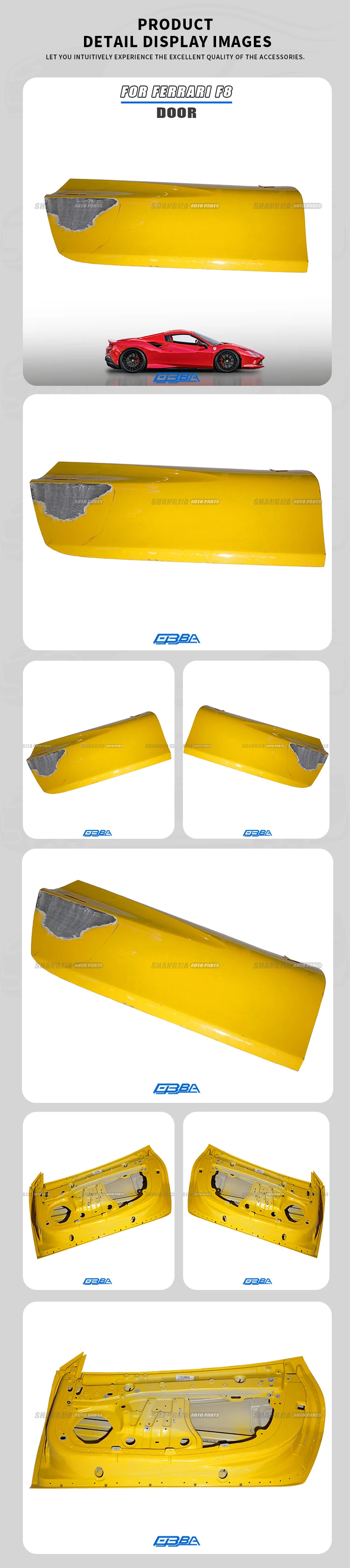 Hot Sale Car Door Accessories 985824449 Aluminium Alloy Right Door For Ferrari F8 Tributo Spider Car Doors Easy Installation manufacture