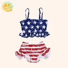 Bathing Independence Day Kids Outfit Kids Sleeveless Top Girls' Shorts Clothing Sets Bathing Suits For Summmer