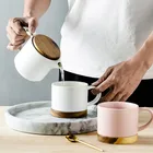 Coffee Luxury Square Nordic Afternoon Tea Creative Ceramic Coffee Set Tea Cup Set With Heater