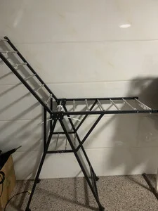 product sturdy metal gull wing clothes drying rack standing type detachable functional design space saving collapsible laundry rack-1