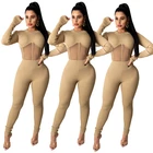 Long Women Fashion Clothes Styles Mesh Patchwork Long Sleeve Knit Jumpsuit Women