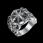 Cross Ring OEM ODM Vintage Silver Mens Stainless Steel Viking Compass Cross Ring For Man