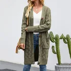 Cable Custom Womens Vintage Long Sleeve Cable Knitted Plus Size Long Open Front Cardigan Sweater