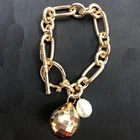 Bracelet Charm Gold Ball Pendant Bracelet 16K Gold Plated Charm Dainty Handmade Bracelet For Women